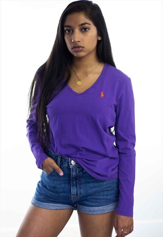 VINTAGE POLO RALPH LAUREN LOGO T-SHIRT 90S M 5.2