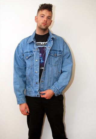 WRANGLER DENIM JACKET (XL) VINTAGE 90S LIGHT WASH FADED JEAN