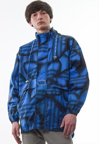 VINTAGE ADIDAS ORIGINALS TRACKSUIT SHELL COAT 90S BLACK BLUE
