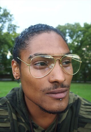 GOLD GEEK CLEAR LENS AVIATOR GLASSES