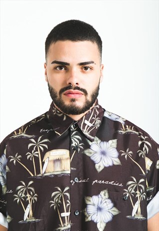 VINTAGE 80S HAWAIIAN SHORT SLEEVE SHIRT / S5913