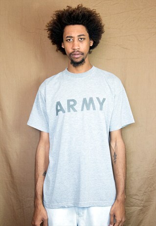 90S MINIMALIST CLASSIC SPORTSWEAR ARMY GREY TEE LARGE
