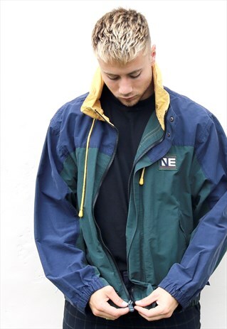 NAVY GREEN AND YELLOW NAUTICA JACKET