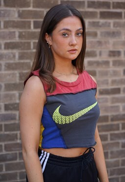 Reworked Vintage Patchwork Colourblock Nike Vest Womens