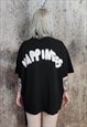 INSTAGRAM GRAFFITI TEE HAPPY SLOGAN GRUNGE T-SHIRT IN BLACK