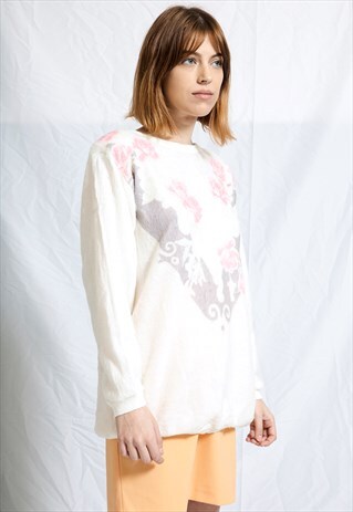 VINTAGE ROSE FLUFFY EPAULETTE JUMPER