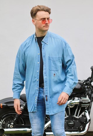 TOMMY HILFIGER USA LIGHTWASH DENIM VINTAGE SHIRT