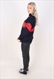 VINTAGE OVERSIZED POLO COLLAR CRAZY KNITTED JUMPER SWEATER M
