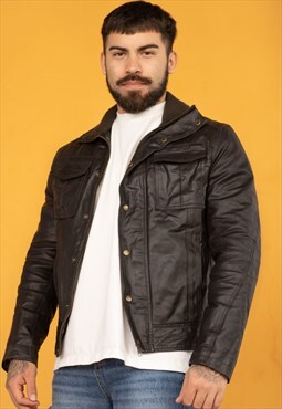Vintage Leather Jacket OWK in Black S