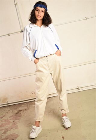 VINTAGE 90S REGULAR WAIST FESTIVAL JEANS IN BEIGE DENIM