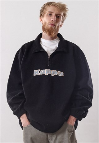 VINTAGE MENS KAPPA BIG LOGO FLEECE HALF ZIP PULLOVER JACKET