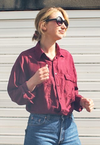 VINTAGE 90S BURGUNDY SILK SHIRT