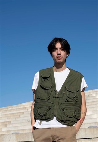 VINTAGE MILITARY UTILITY WORKWEAR GILET VEST