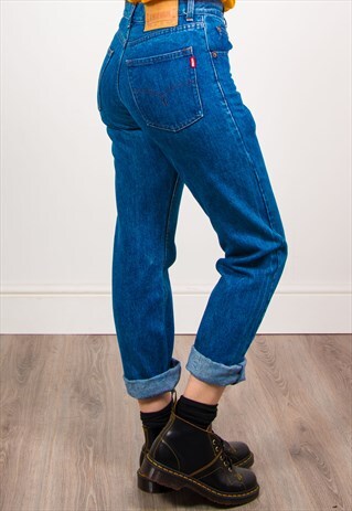 VINTAGE 90'S DARK BLUE HIGH WAIST DENIM MOM JEANS