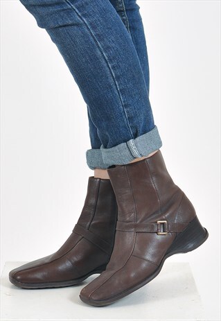 VINTAGE REAL LEATHER ANKLE BOOTS