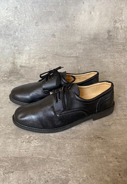  Vintage mens real leather oxford shoes in black.