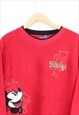 VINTAGE DISNEY MICKEY MOUSE FLEECE SWEATER RED PULLOVER 90S