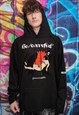 FLEECE WITCH HOODIE DEATH PRINT CAREFUL SLOGAN PUNK PULLOVER