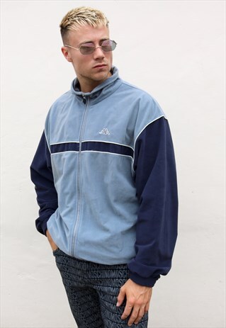 GREY AND NAVY VELOUR / SUEDE KAPPA TRACK TOP WINDBREAKER