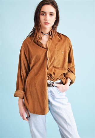 90'S RETRO OVERSIZED CORDUROY DADS SHIRT TOP
