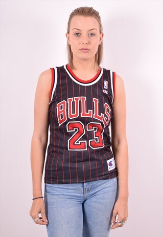 CHAMPION WOMENS VINTAGE NBA CHICAGO BULLS JERSEY SMALL BLACK