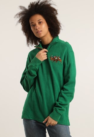 VINTAGE RALPH LAUREN EMBROIDERED LOGO 1/4 ZIP SWEATSHIRT