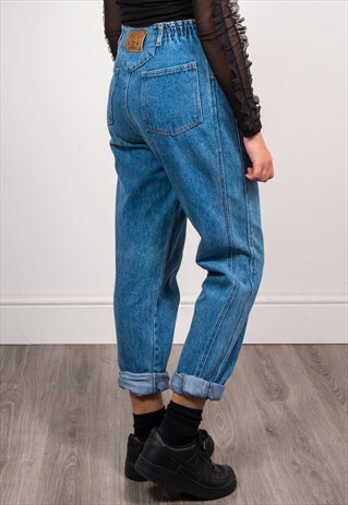 VINTAGE 90'S BLUE HIGH WAIST DENIM MOM JEANS