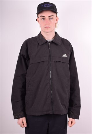 ADIDAS MENS VINTAGE HARRINGTON JACKET MEDIUM BLACK 90S
