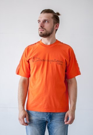 VINTAGE RETRO ORANGE CHAMPION T-SHIRT TOP