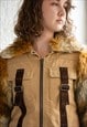 VINTAGE Y2K BROWN FAUX FUR SLEEVES JACKET