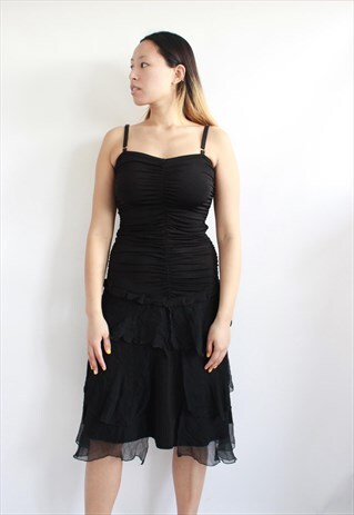 BLACK DRESS WITH LAYERS Y2K STYLE