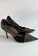 VINTAGE Y2K STILETTO HEELS 2000S PATCHWORK GRUNGE LEATHER