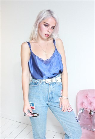 VINTAGE 90S NAVY BLUE CAMI SLIP TOP