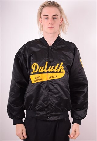 MENS VINTAGE VARSITY JACKET XL BLACK 90S