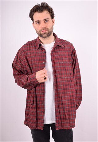 MENS VINTAGE SHIRT XXL RED CHECK 90'S