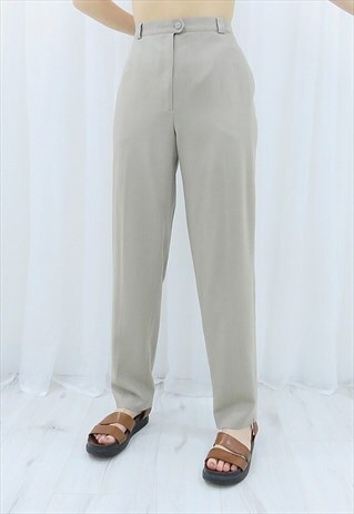 90S VINTAGE STONE GREY HIGH WAISTED TROUSERS