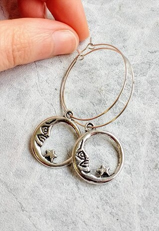 CELESTIAL CIRCULAR MOON HOOP EARRINGS