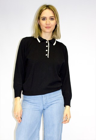 VINTAGE 80'S KNITTED COLLAR TOP