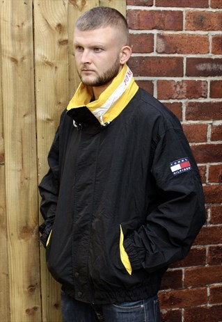 VINTAGE BLACK TOMMY HILFIGER SAILING JACKET XL