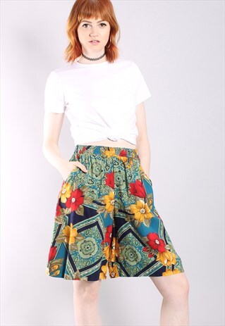VINTAGE 80S ABSTRACT PRINT PATTERNED CULOTTE SHORTS
