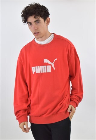 VINTAGE 90S RED PUMA CREW NECK SWEATSHIRT