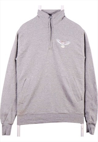 VINTAGE 90'S CHAMPION SWEATSHIRT QUARTER ZIP GREY SMALL