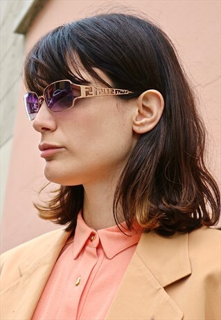 90S VINTAGE RARE NOS FENDI MONOGRAM PURPLE LENS SUNGLASSES