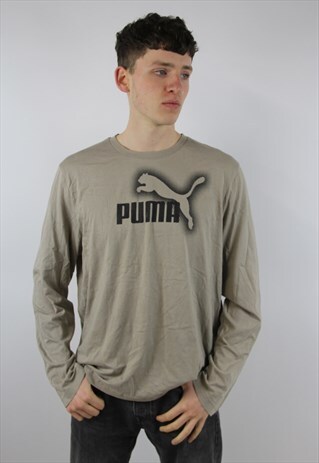 VINTAGE PUMA BEIGE LONG SLEEVE T-SHIRT