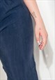 VINTAGE TROUSERS 80S HIGH-WAISTED SILKY BLUE TAPERED PANTS