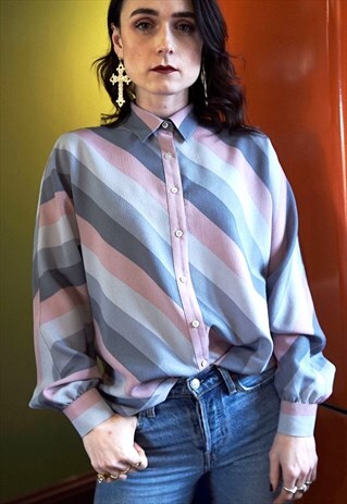 GREY AND PINK STRIPED BLOUSE