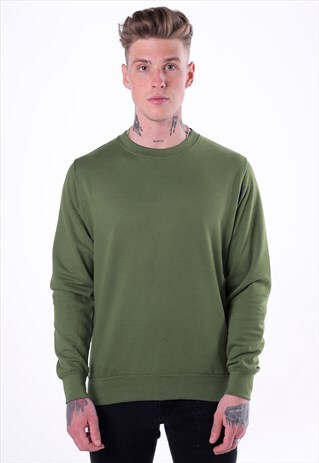 ESSENTIAL BLANK JUMPER SWEATER PULLOVER - KHAKI GREEN