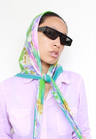 Y2K GREEN MULTI FLORAL PRINT BANDANA / HEADSCARF / SCARVES