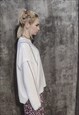 DISTRESSED KNITWEAR SWEATER REWORKED RIP KNIT JUMPER WHITE