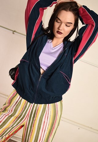 Y2K RETRO VELVET TRACK OVERSIZED SPORTS ATHLEISURE JACKET